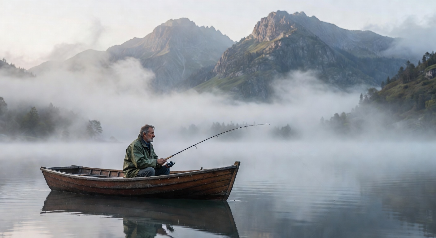 Mountain lake fishing