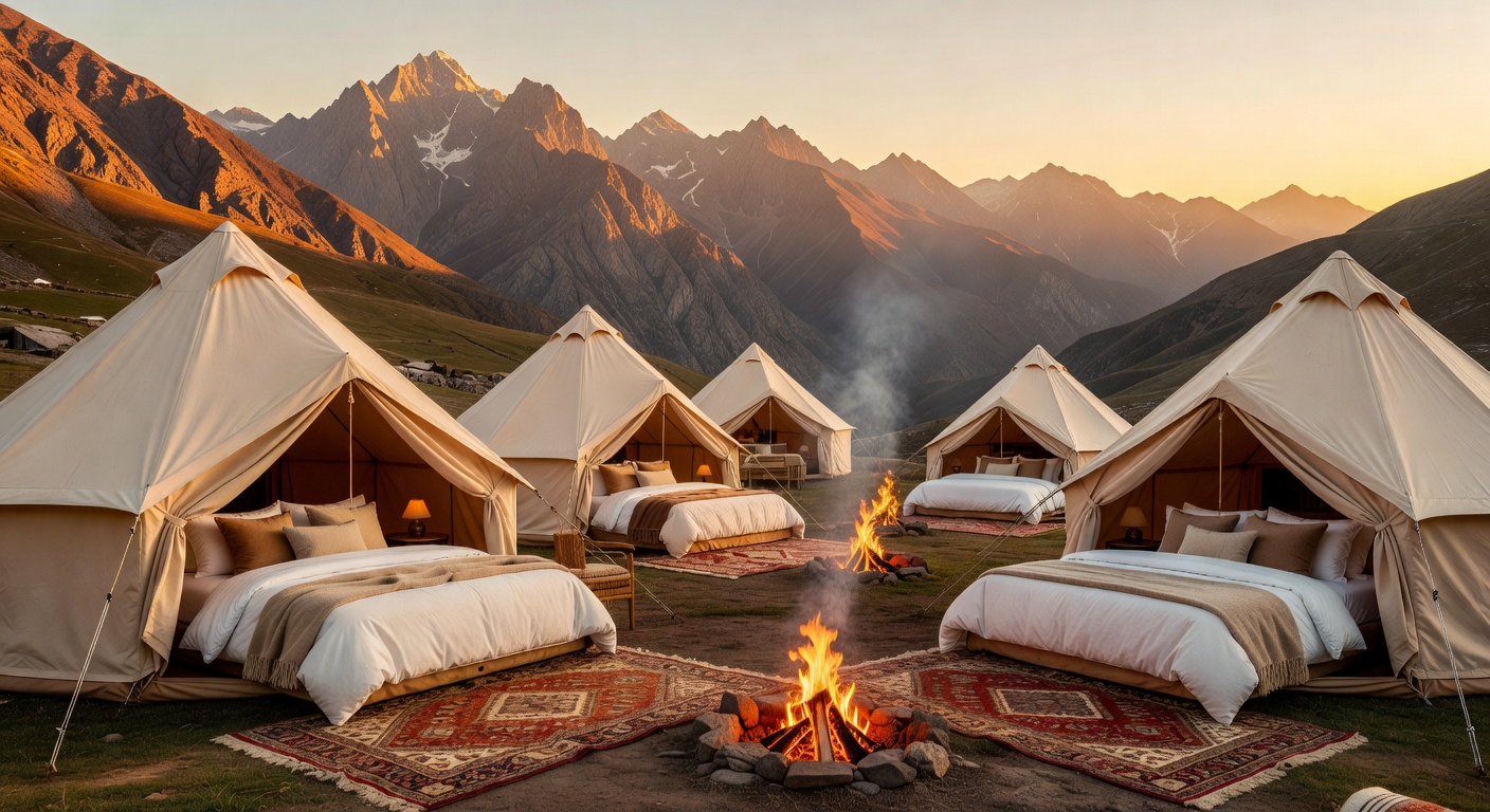 Luxury glamping with mountain views