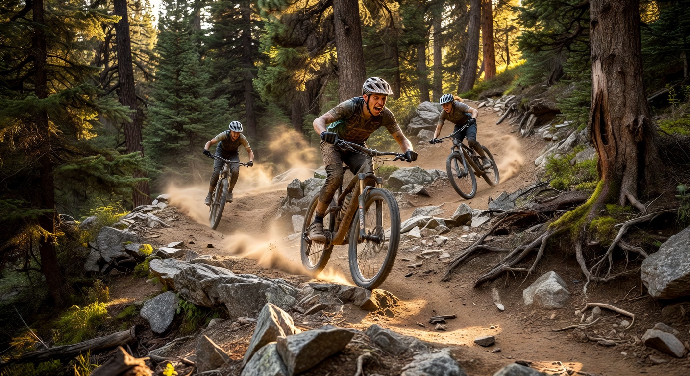 Mountain biking on rugged trails