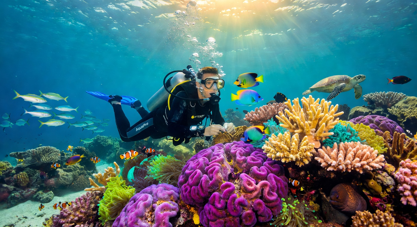 Scuba diving coral reef
